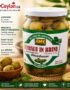 A glass jar of AMK Veralu in Brine featuring whole Ceylon olives in a clear liquid.