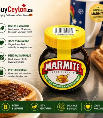 A jar of Marmite Yeast Extract next to a piece of toast coated in the dark savoury spread.